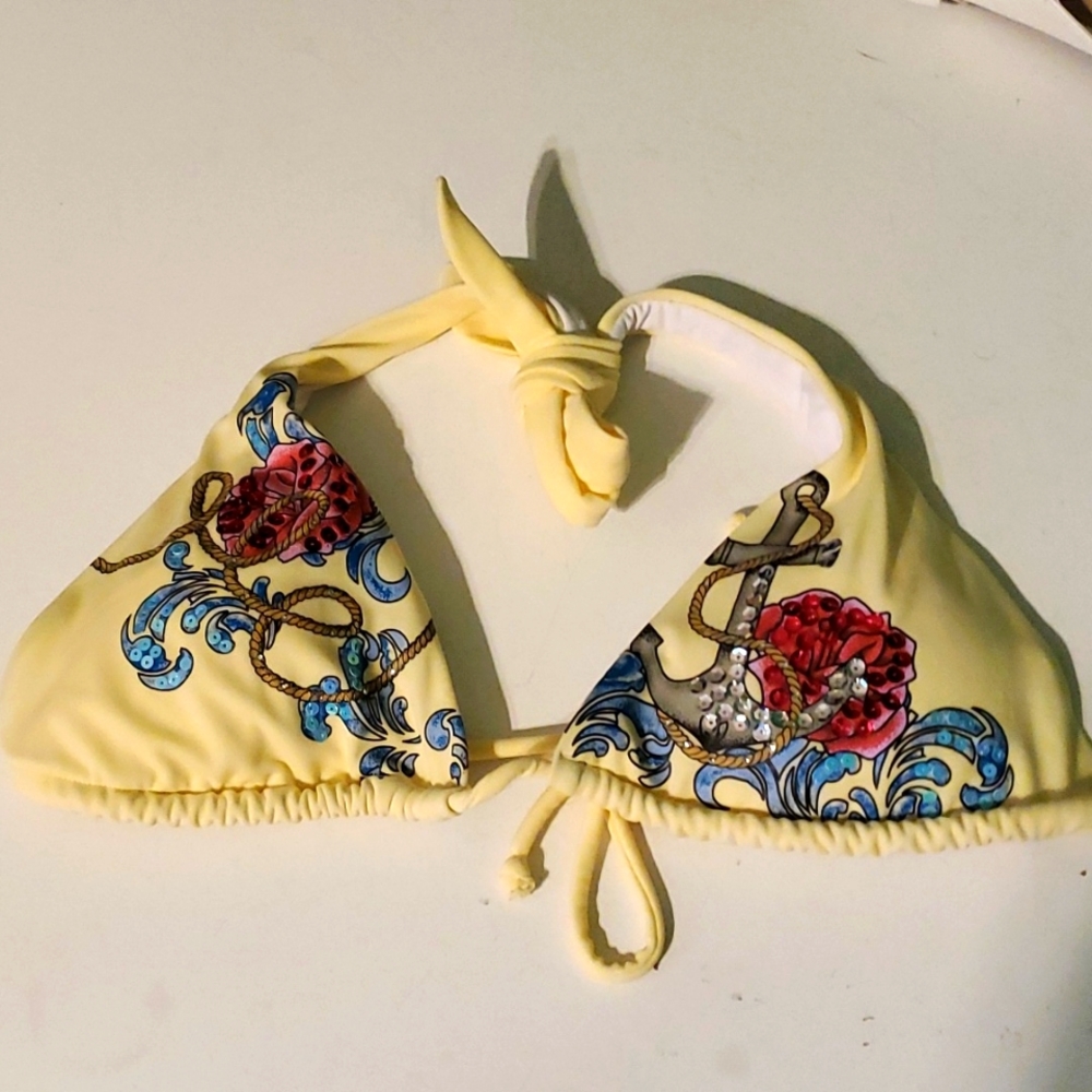 Victoria's Secret women's L yellow string sequin embelished, nautical th…